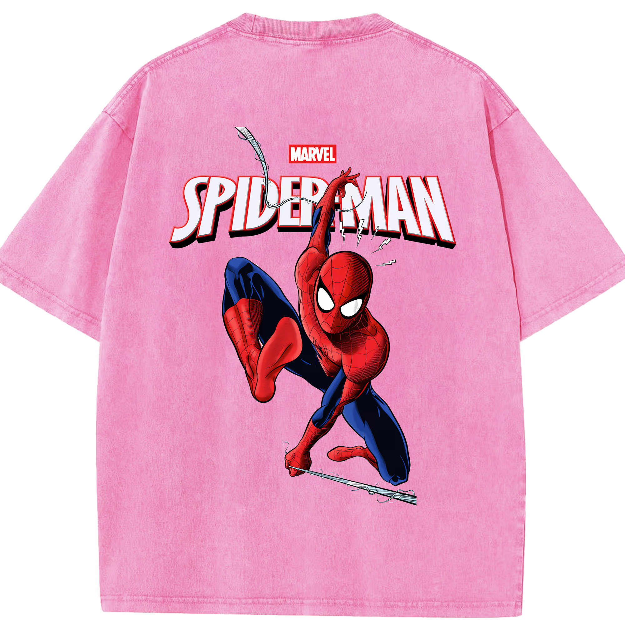（画像用） Spider Man スパイダーマン 綿100% ヴィンテージ風 半袖Tシャツ（背面プリント）